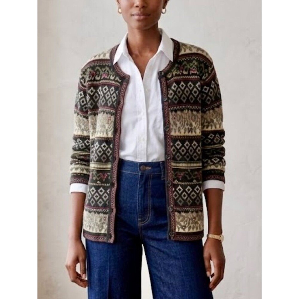 VTG 90s Cherokee Fair Isle Knit Button Cardigan Large Grandmacore Cabin Cozy